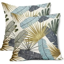 Tropical Leaf Accent Throw Pillow Covers 20X20 Inch Set of 2 Banana Palm Leaves Decorative Pillow Cases Summer Botanical Plant Pillow Cover Farmhouse Home Decor For Room Bed Couch Patio Porch Outdoor