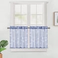 thumbnail image 2 of GlowSol 26"W x 24"L Sheer Cafe Curtain Ribbon Embroidery Short Window Curtain Rod Pockrt Half Window Voile Kitchen Curtains, Dusty Blue, Set of 2, 2 of 6