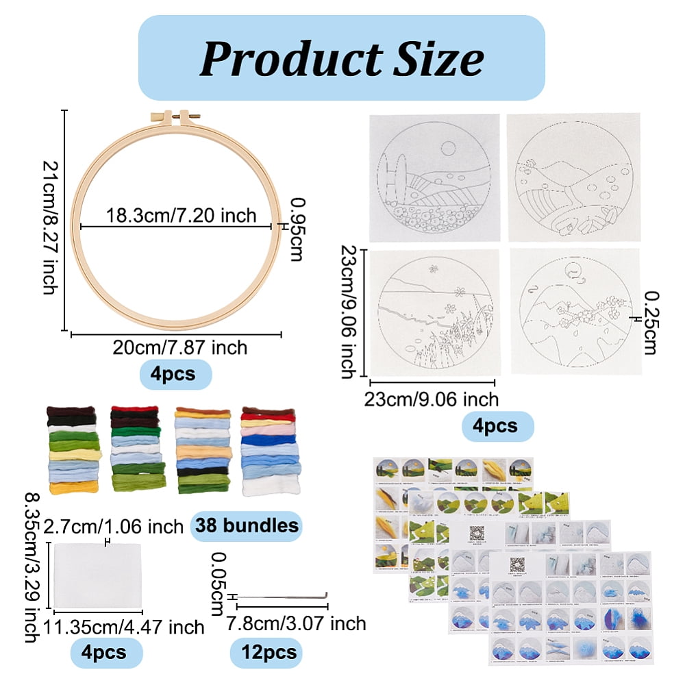 4 Sets Needle Felt Starter Set Meadow Felt Painting Kit for Beginners Wool Felting Supplies with Picture Frame Felting Needles Foam Pad Felts Cloth