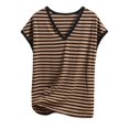 thumbnail image 4 of Women's V-Neck Sleeveless Tee - Breathable Striped Summer Top, Plus Size Loose Fit (XL-8XL, 10 Colors) | Yubnlvae (Coffee | 6XL), 4 of 8