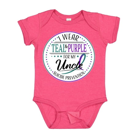 

Inktastic Suicide Prevention- I Wear Teal and Purple for My Uncle Gift Baby Boy or Baby Girl Bodysuit