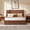 Walnut, variant on 84.65" Queen Platform Bed Frame, Modern Minimalist, Tall Fluted Headboard, No Box Spring Needed, Sturdy Wood Slats for Bedroom, Oak