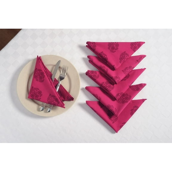 Ajuny Set of 6 Cotton Cloth Dinner Napkins Washable Pink 20x20 inch for Outdoor Indoor Dining Table Kitchen Decorations