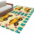 thumbnail image 3 of 2.7x5 Washable Area Rug, Cartoon Caravans Non-Slip Rectangle Rug for Bedroom Bedside, Hookups Roadblocks Stars Green Border Indoor Floor Mat for Home Decor, 3 of 9