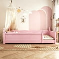 thumbnail image 2 of Bellemave Montessori Twin Floor Bed with Bookshelf, Solid Wood Kids Twin Size Bed Frame with Rail and Slats, No Box Spring Needed (Pink), 2 of 8