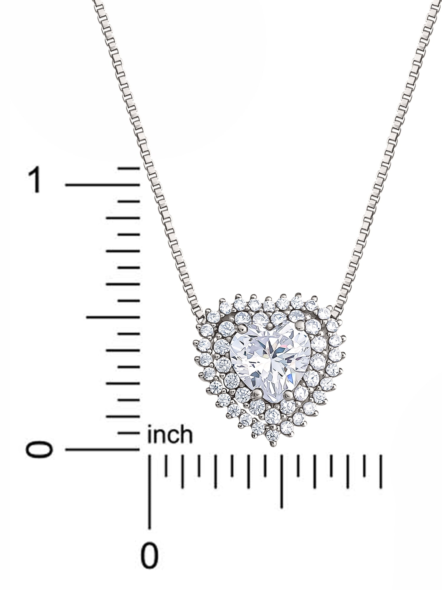 Believe by Brilliance Women's Fine Silver Plated Cubic Zirconia Heart Necklace, 18" +2"