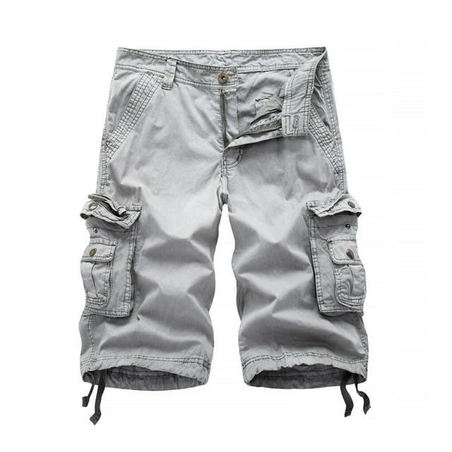 Cargo Shorts Pantalons Décontractés Homme Tenue Résistance à l'Usure Extérieur Intérieur Multicolore Épaissir Extérieur Intérieur Longue Durée Costume de Travail de Commodité Blanc-Gris