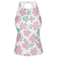 thumbnail image 3 of Women's Printed Tankini Top - High Elasticity Slim-Fit Swimsuit with Removable Straps & Cups, Perfect for Beach & Pool Parties，Mint Flower, 3 of 7