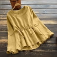 thumbnail image 5 of Zedker Womens Fall Dresses Casual Tunic Dress Short Sleeve Crew Neck Flowy Dress, Plus Size YellowS, 5 of 9
