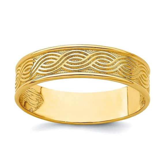 14k Gold Wave Engraved Thumb Ring [size 9] Ring for Women - 2.7 Grams