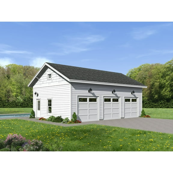 763-80: Pool house Traditional 0 Bed, 1 Bath Luxury Home Plan, 80 Sq Ft: Full Blueprints with License to Build by Home Plan Marketplace - Lesuto