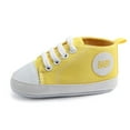 thumbnail image 6 of Quealent Unisex Baby Boys Girls High Top Sneaker Soft Anti-Slip Sole Newborn Infant First Walkers Canvas Denim Shoes Yellow for Size 5.5, 6 of 8