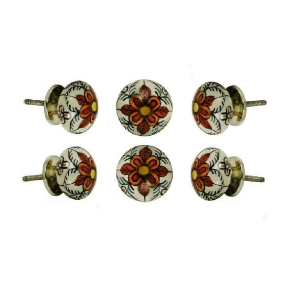 Set of Six Gypsy Ceramic Cabinet Knobs by Trinca-Ferro