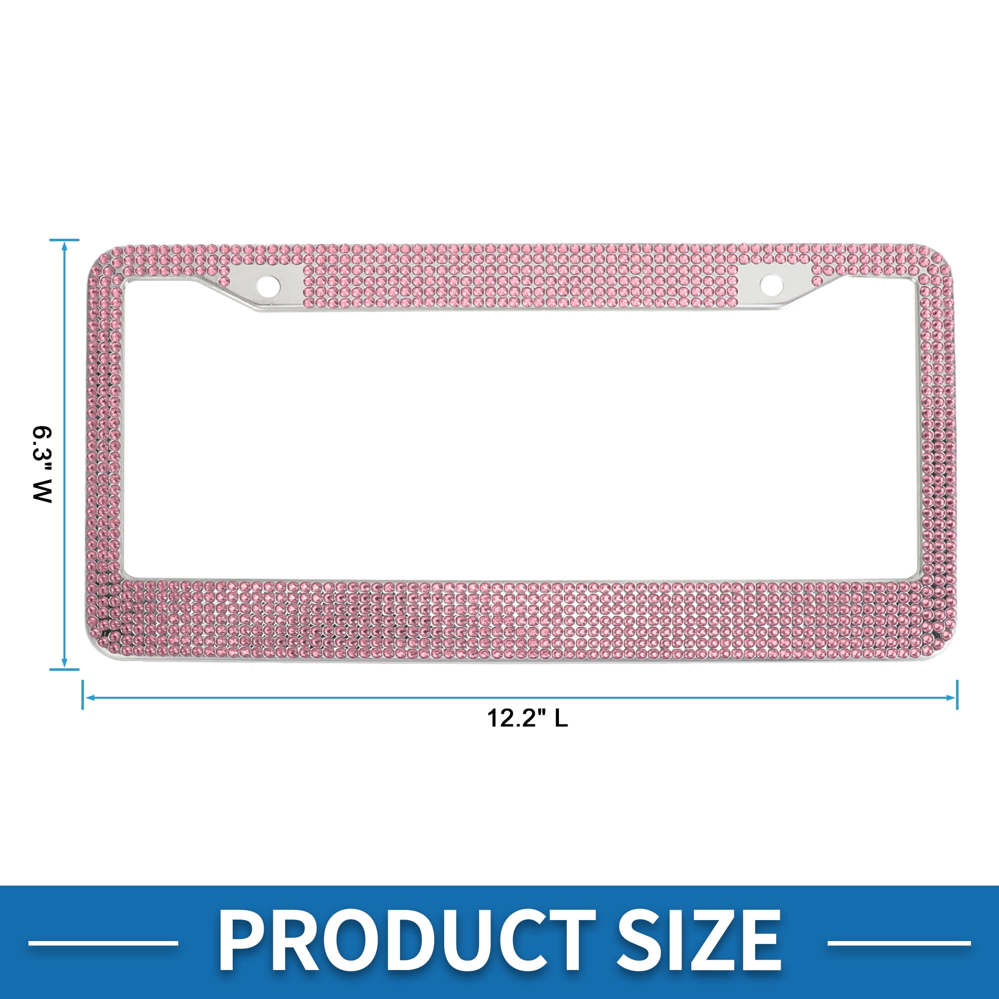 Unique Bargains Stainless Steel License Plate Holder Round Hole Mirror Polished Pink