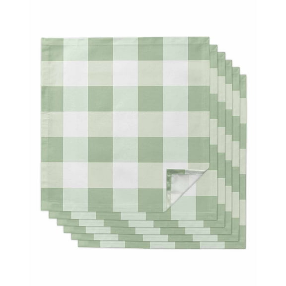 Sage Green Plaid Cloth Napkins Washable Set of 6, Spring Farmhouse Buffalo Checkered Reusable Dinner Table Napkins Cloth Bulk for Weddings Kitchen Restaurants Hotel Events Parties 20 x 20 Inch
