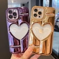 thumbnail image 2 of Case for iPhone 14 6.1 inch, Glitter Clear Case Luxury Heart Shape Hollow Cover Cute 3D Design Love Heart Pattern Bling Case for Women and Girl Shiny Chrome Phone Case - Purple, 2 of 13