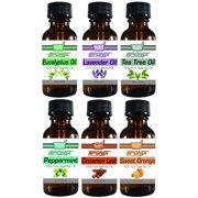 Essential Oil Gift Set of 6 Aromatherapy 30 mL / 1 Oz - Peppermint, Eucalyptus, Lavender, Tea Tree, , Orange, Cinnamon - 100% Pure Therapeutic Grade Essential Oils by Sponix Made in USA 6 Pack