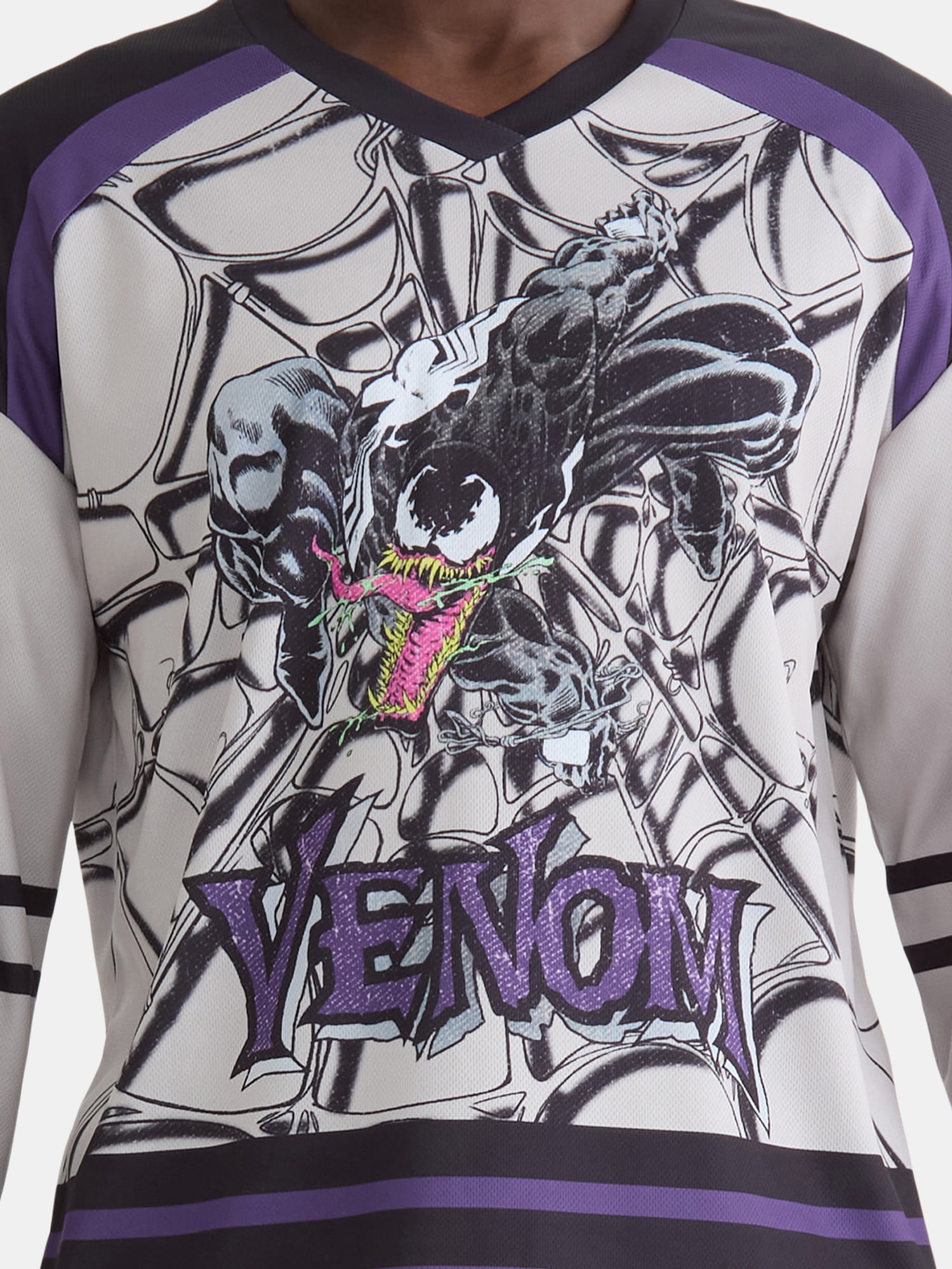 Marvel Venom Men's & Big Men's Graphic Hockey Jersey with Long Sleeves, Sizes XS-3XL