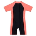 thumbnail image 4 of YONGHS Kids Boys One Piece Swimsuit Short Sleeve Rash Guard Zipper Bathing Suit Swimwear Watermelon Red&Black 10, 4 of 7