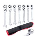 thumbnail image 2 of 7Pcs Adjustable Head Ratchet Wrench, 72-Tooth Open Box-End Dual-Purpose Tools, High-Carbon Steel Construction Resists Wear, 5° Small-Angle Rotation for Narrow Spaces for Automotive Maintenance, 2 of 5