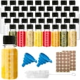 thumbnail image 1 of 45 Pcs Mini Botellas de Licor, 2oz Botellas Miniatura, Mini Botellitas de Alcohol con Tap&oacute;n Negro, 48 Pegatinas Redondas, 2 Embudos y 1 Cepillo de Limpieza, Adecuado para Bodas, Fiestas, Ca, 1 of 9