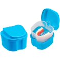 thumbnail image 3 of Denture Case, Denture Cup with Strainer,False Teeth Storage Box with Basket Net Container Holder for Travel, Retainer Cleaning (Light blue), 3 of 8