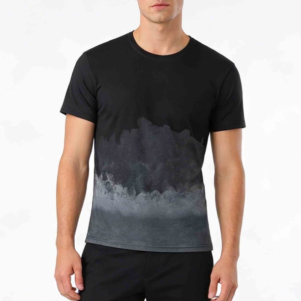 Tops para hombre, blusas y camisas de cuello redondo y manga corta para hombre, camisetas casuales holgadas deportivas transpirables de seda helada de media manga, blusas de cuello redondo y manga cor