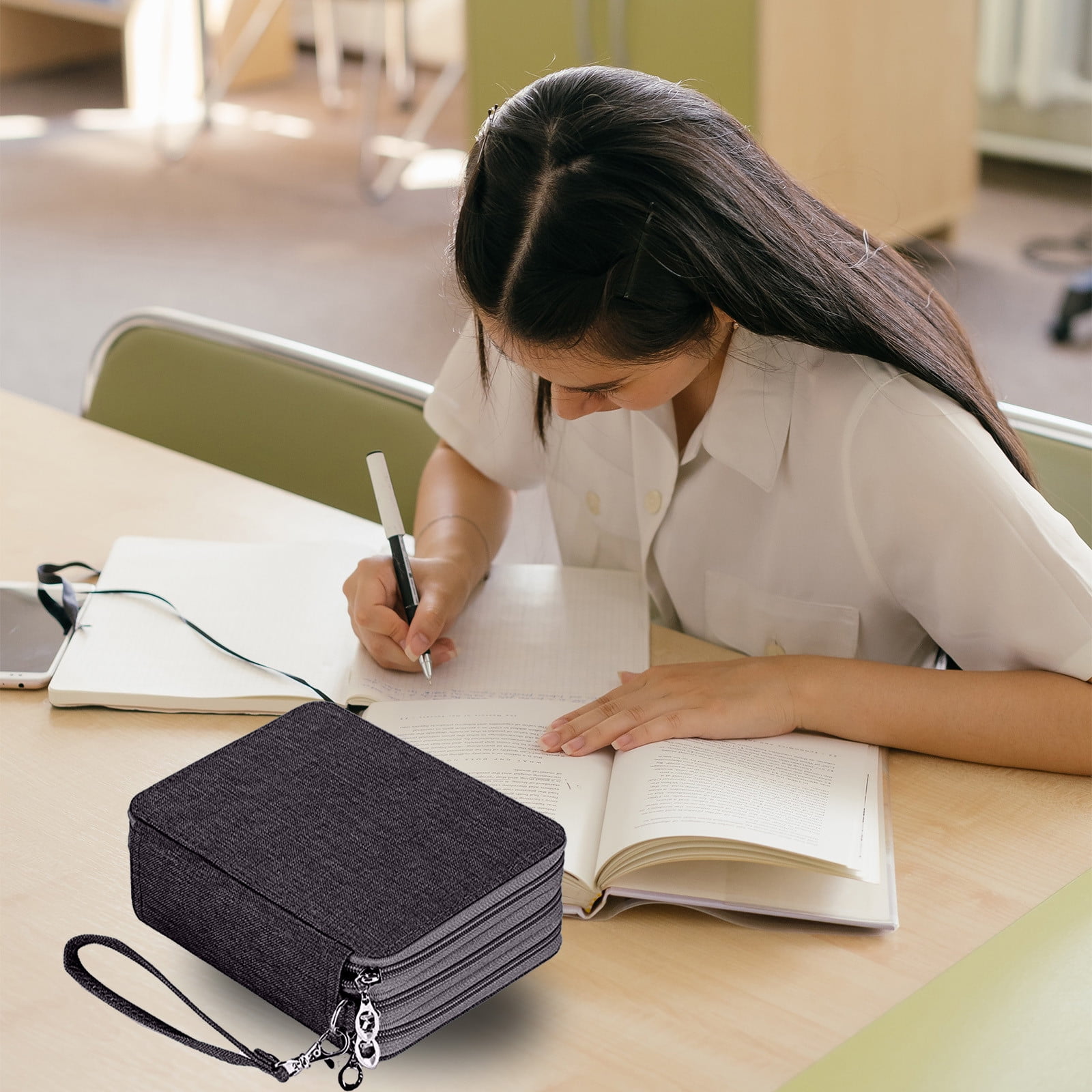 Specollect Clearance 2Pcs Large Capacity Pencil Case,72 Slots Colored Pencil Pouch Bag Portable Pencil Holder Stationery Organizer with Compartments for Office and Travel 20x7x16cm