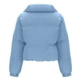 thumbnail image 3 of Black and Friday Clothing Sales Idoravan Women's Quilted Puffer Coat,Fashion Women Zipper Pocket Coat Long Jacket Winter Long Sleeve Down Cotton Sky Blue S, 3 of 7