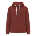 thumbnail image 2 of frariair Women Cozy Fleece Hoodie Pullover With Comfortable Drawstring Hood Oversized Casual Plush Top For Winter Warmth Brown S, 2 of 4