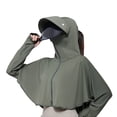 thumbnail image 2 of Women's Ice Silk Sun Protection Jacket with Detachable Brim and Full Face Coverage Featuring Lightweight Breathable Fabric Cuts for Summer Cycling Army Green One Size, 2 of 4