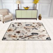 Birds and Flowers Soft Polyester Area Rug 31''x20'', Non Slip, Memory Foam, Water Absorbent