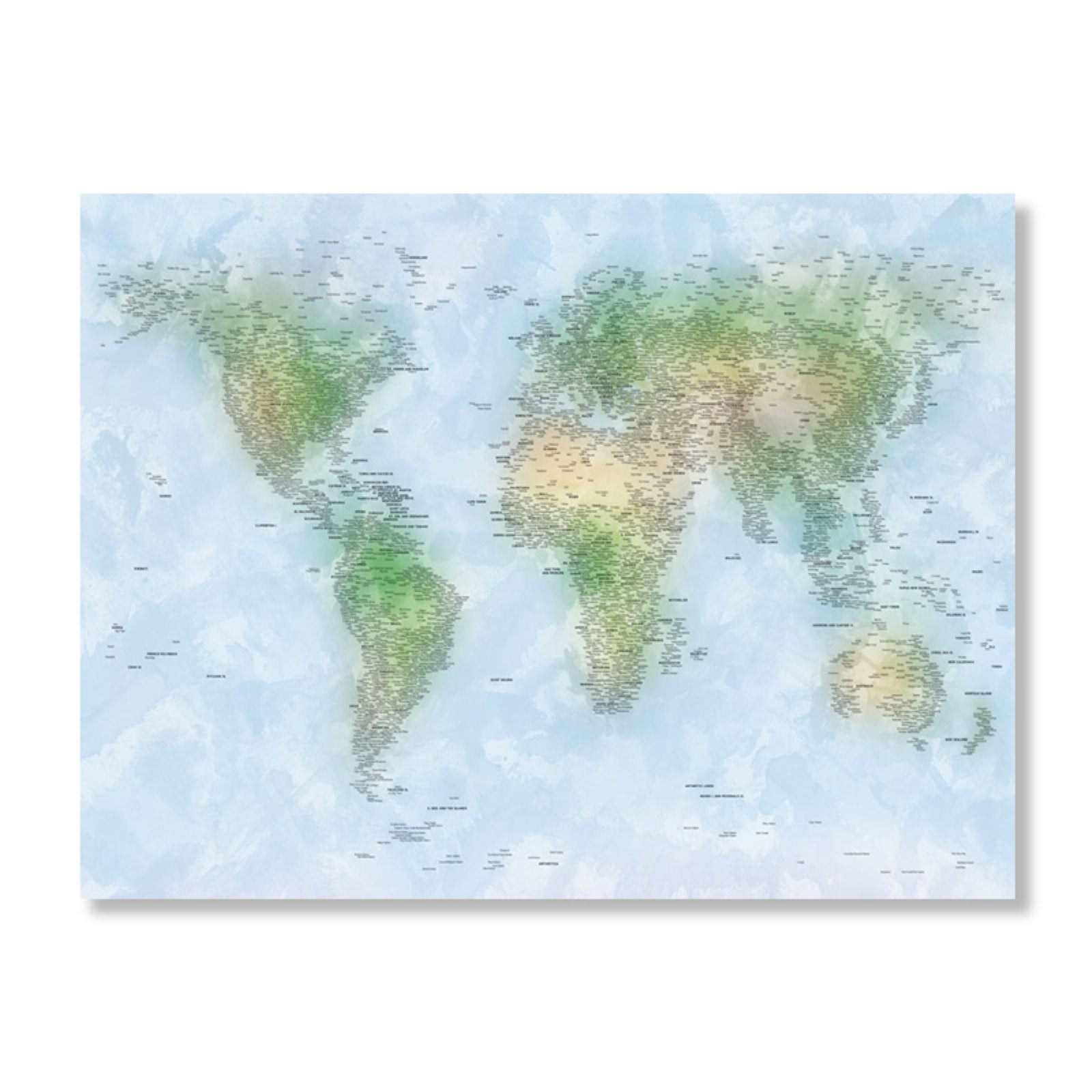 Trademark Art "Watercolor Cities World Map" Canvas Art by Michael Tompsett