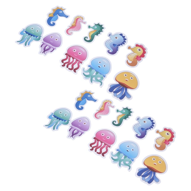 Calcomanías de pared de peces de mar, 2 juegos de apliques antideslizantes para bañera de baño, pegatinas de animales marinos, funcionamiento suave