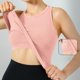 thumbnail image 4 of Tops Verdes Oscuros para las Mujeres Alta Elasticidad Nervadura sin Costuras Top Deportivo con Acolchado, Tops de Punto Blanco para las Mujeres, 4 of 9