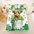 thumbnail image 5 of Erosebridal Cute Highland Cattle Full Size Sheets,St.Patrick'S Day Bed Sheets For Teens Kids 4-Piece, 5 of 6
