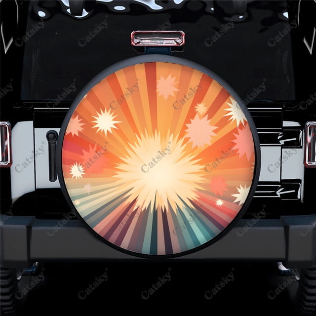 Radiating Starburst Pattern Polyester Universal Spare Wheel Tire Cover Wheel Covers for Trailer RV SUV Truck Camper