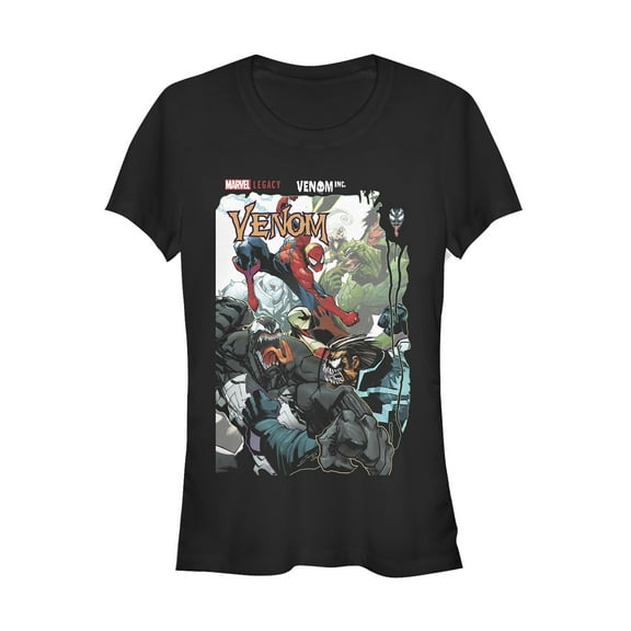 Junior's Marvel Legacy Venom vs Spider-Man  Graphic Tee Black 2X Large