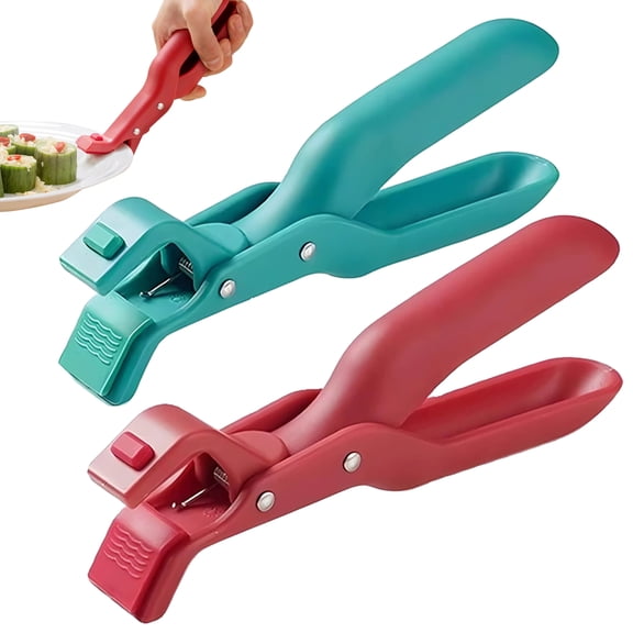2 Pcs Hot Plate Gripper Tongs, Anti-Scald Multi-Angle Pan Clips, Universal Kitchen Utensil for Bowls, Pans & Dishes