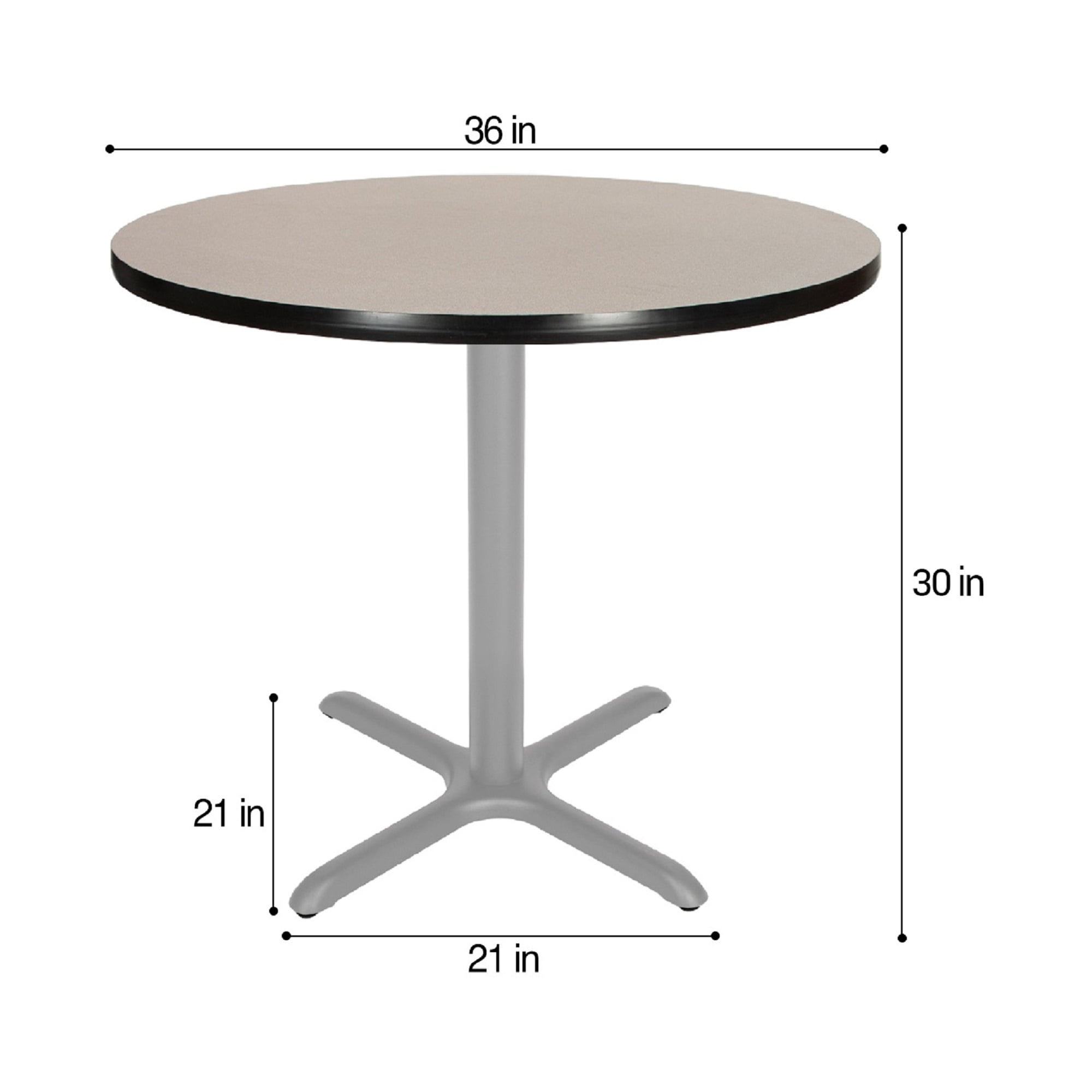 Hampden Furnishings Bennet Collection Steel Frame 36" Round Top, X Base, 30" Height, Cafe Table Grey Frame/Grey Nebula Top