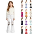 thumbnail image 2 of LRen Girls Bell Bottom Jeans Bootcut School Uniform Slacks High Waist Cute Y2k Stretch with Pocket Long Pants for Tween Girls Age 7-8 Years, 2 of 5