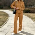 thumbnail image 5 of Domzest Womens Zip Up Hoodies Sweatsuits Long Sleeve Full-zip Hooded Sweatshirt & Wide Leg Sweatpants Fall Winter Athletic Tracksuits Camel XL, 5 of 6