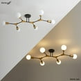 thumbnail image 2 of Semi Flush Mount Ceiling Light,YANSUN Modern Sputnik Light Fixture Black and Gold Metal for Bedroom Living Room Hallway, 2 of 6