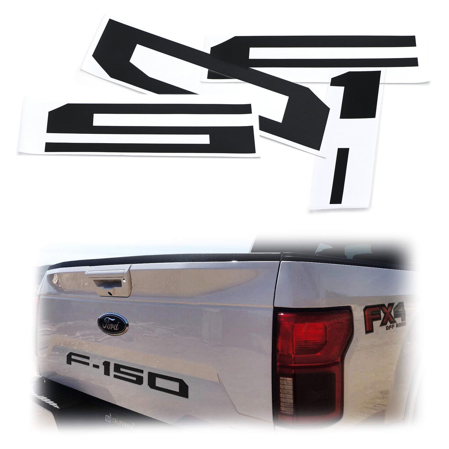 2017 Ford F250 Super Duty Tailgate Letters Decals Stickers AMERICAN FLAG WORN