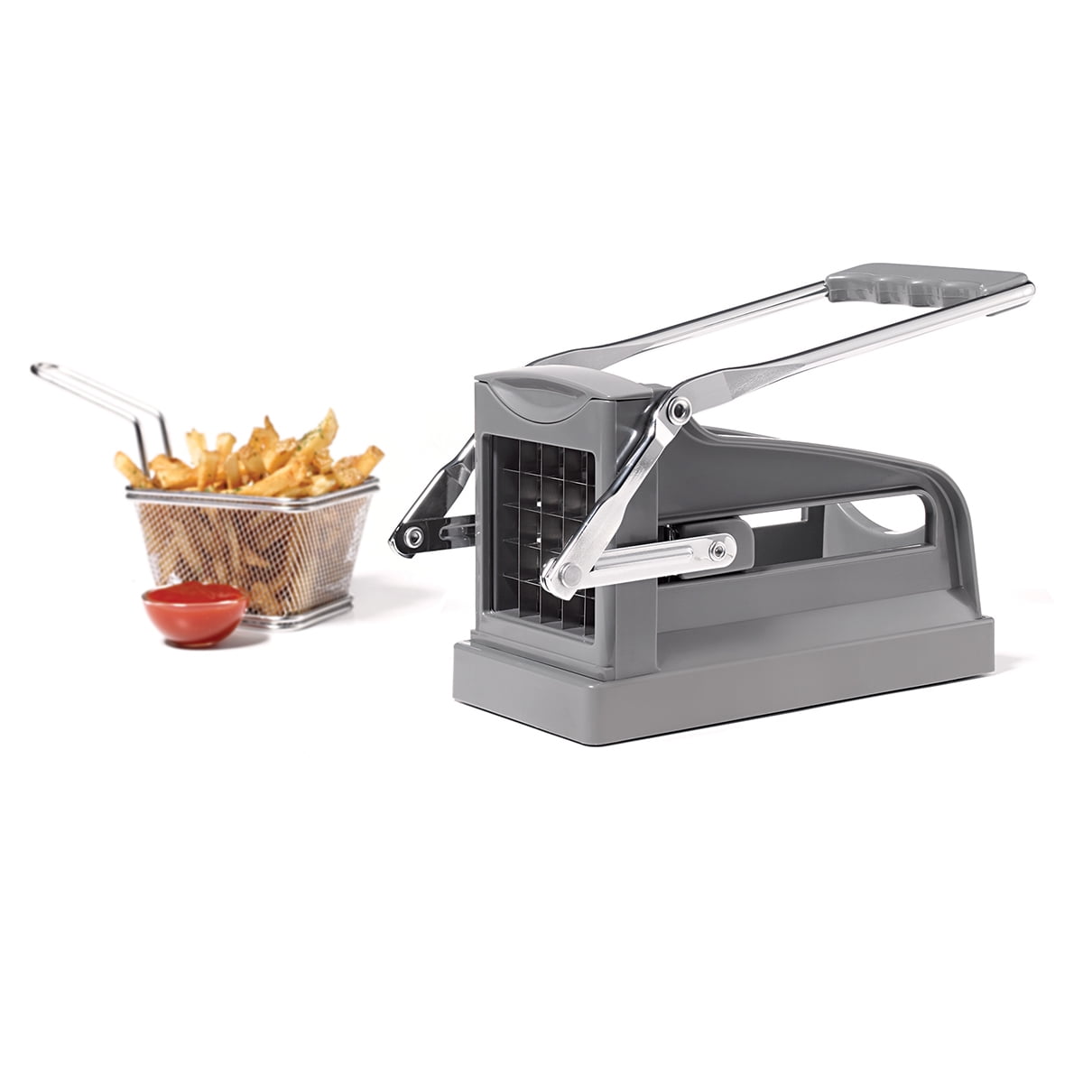 Starfrit Gourmet Coupe-Frite, 2 Lames Incluses, Lames en Acier Inoxydable, Base à Ventouse Stable, Facile à Utiliser, Coupe Frites Régulières et Juliennes, Pour Frites Maison
