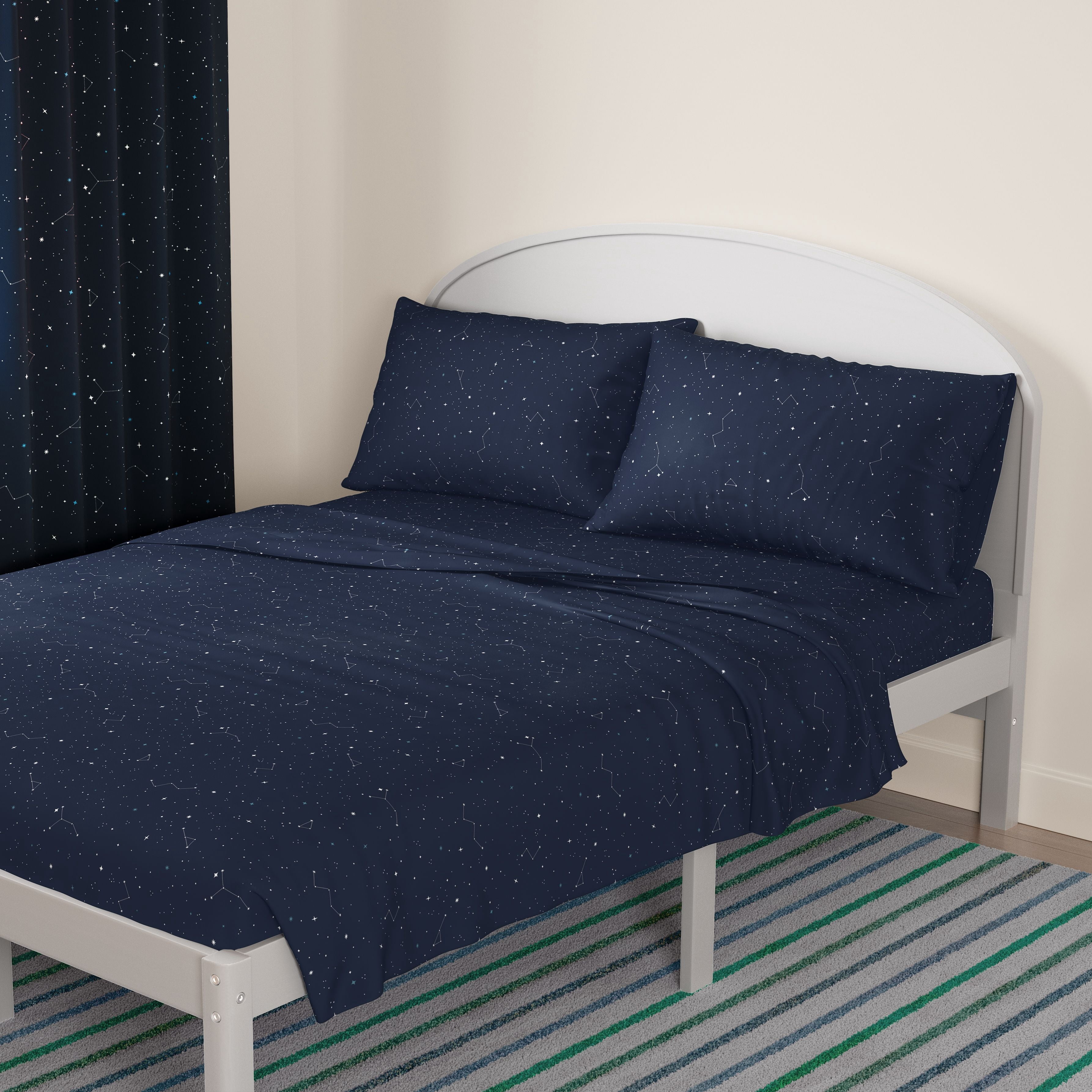 Mainstays Kids Microfiber Bed Sheet Set, Queen, Space, 4 Pieces