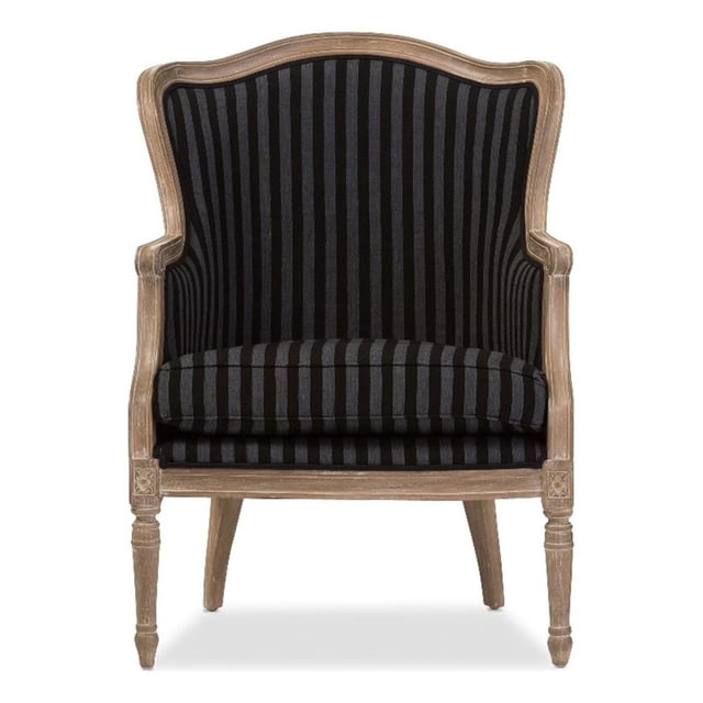 Baxton Studio Fauteuil d'Appoint Charlemagne en Noir et Gris