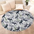 thumbnail image 4 of Gray Christmas Moose and Tree Pattern Round Blanket,Comfortable Soft Flannel Throw Blanket,All Season,Warm Lightweight Blankets for Sofa Bed Couch Living Room Chair 47"x47", 4 of 5