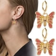 thumbnail image 2 of BNNG Enamel Christmas Earrings For Women Butterfly Earrings Tiny Hoop Earrings Colorful Acrylic Butterfly Earrings For Women Girls Ladies' Halloween Eerie Ear Charms Ombre Dangle Earrings, 2 of 4
