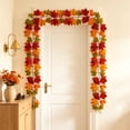 thumbnail image 4 of Hvmvliv 4ft Simulated Maple Leaf Decorative Garland with Embossed Vein Texture for Halloween Thanksgiving Home Hanging Decor Green, 4 of 6